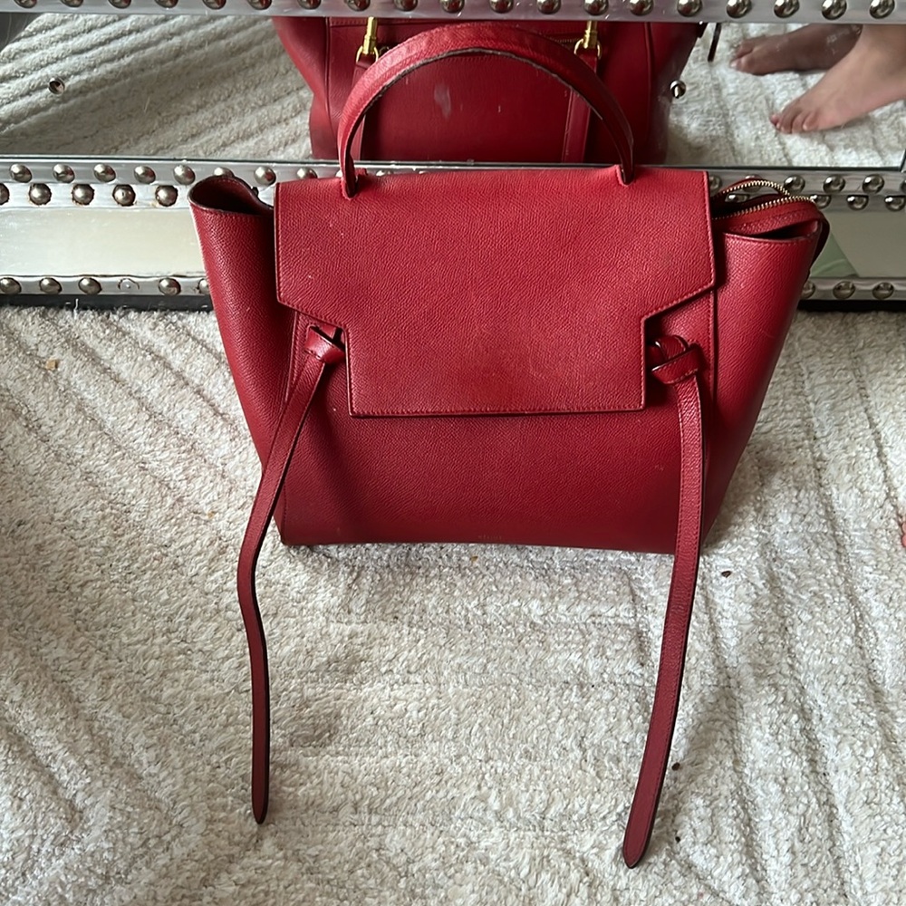 CELINE Baby Grained Calfskin Micro Belt Bag Bright Red